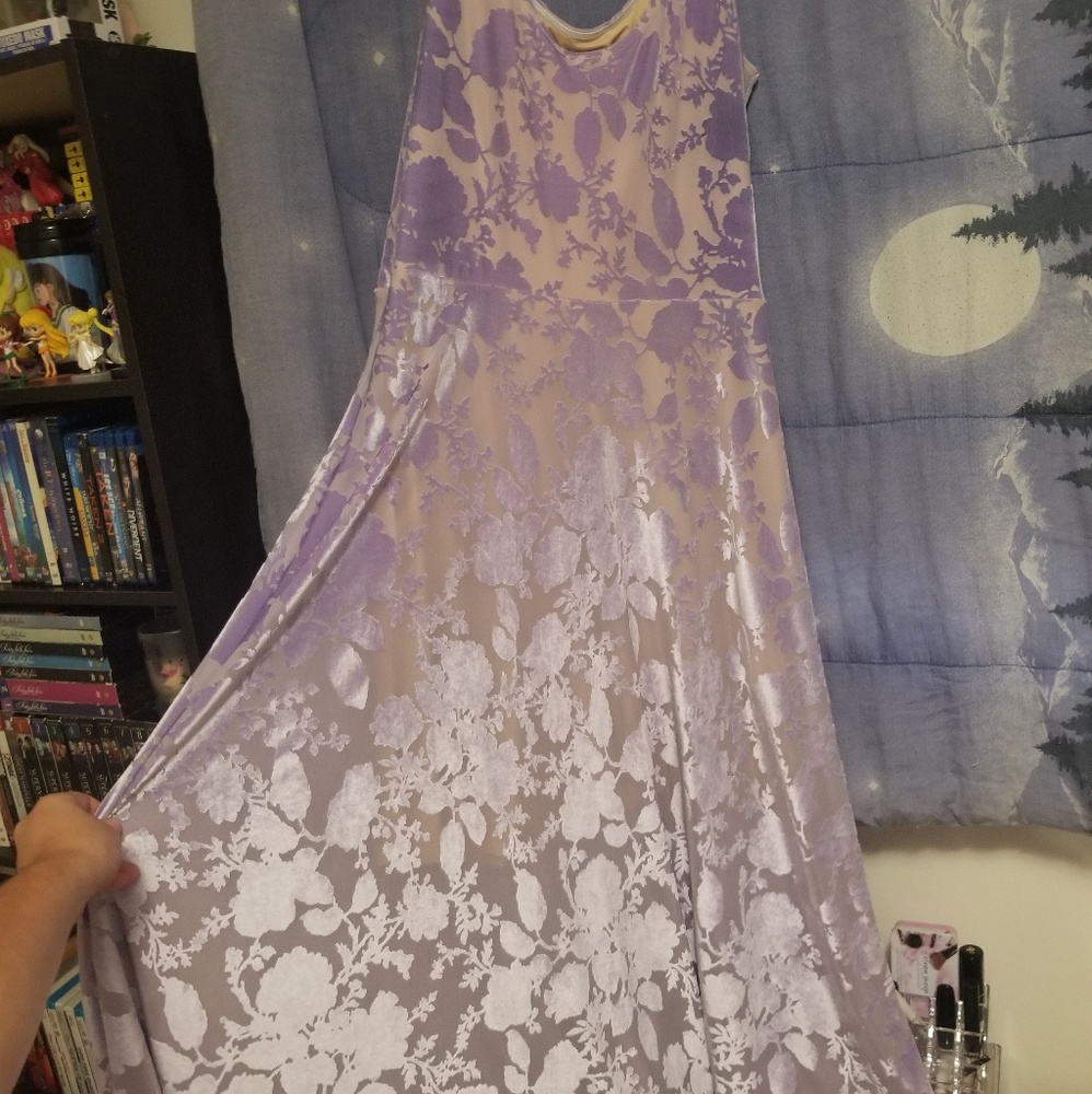 Blackmilk XL burned velvet lilac maxi dress